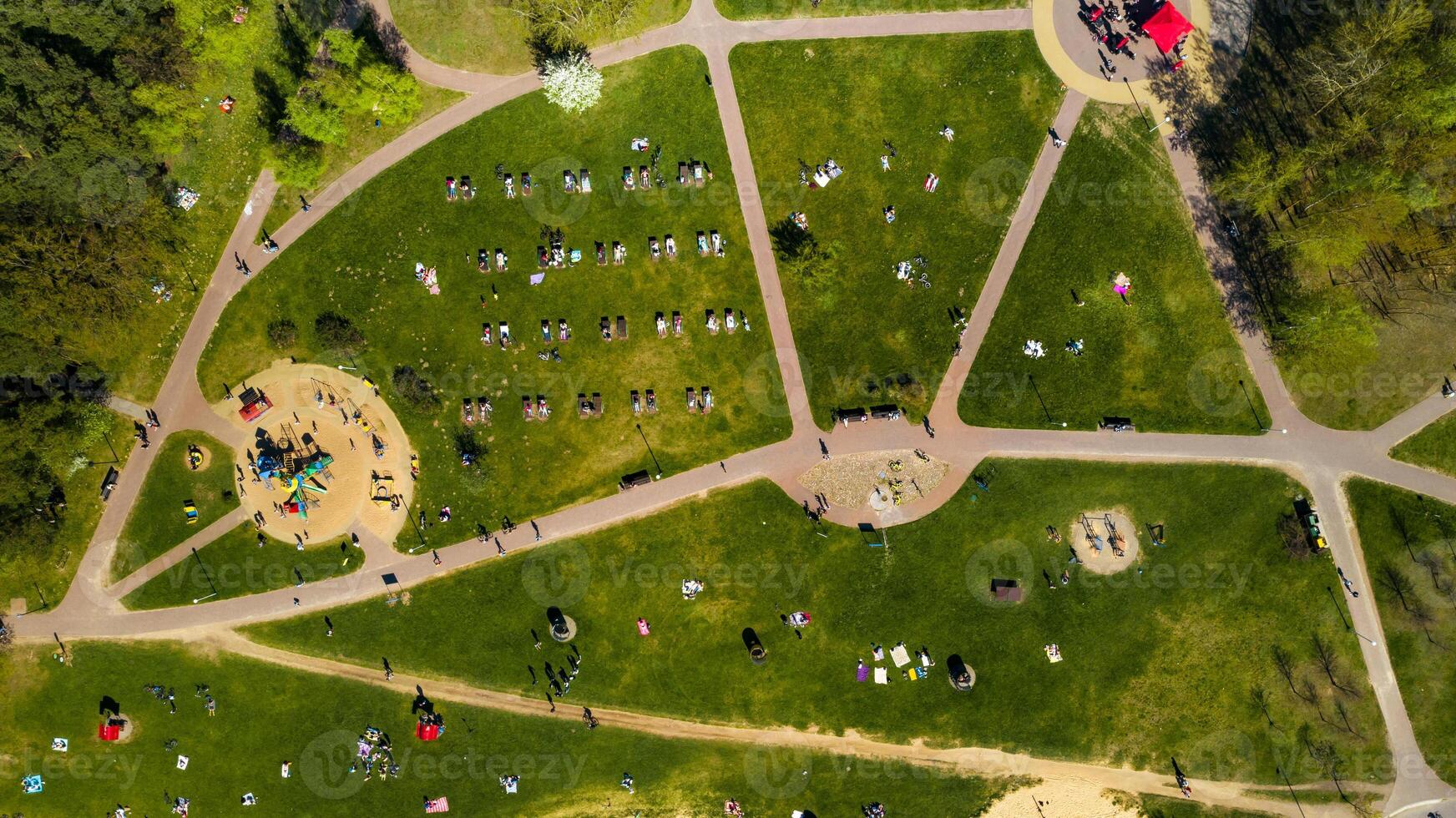 View from the height of the beach and vacationing people in Drozdy in Minsk.Belarus photo