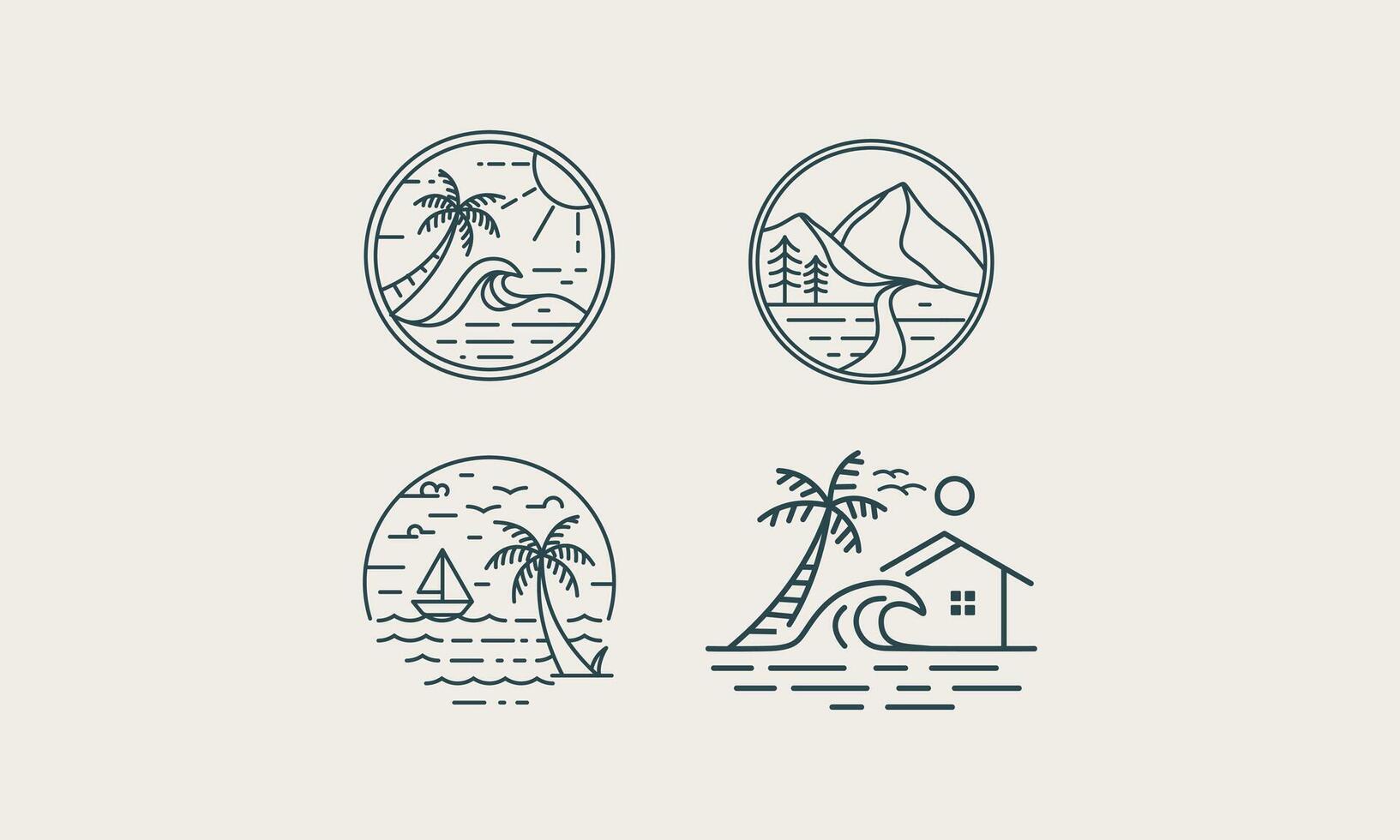 palm tree and beach logo vector