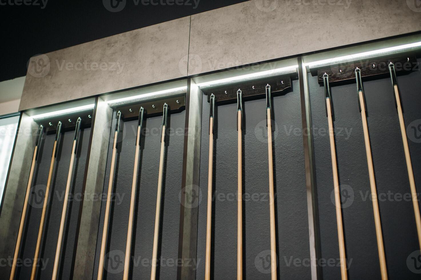 Billiard cue in the game club.Billiard club photo