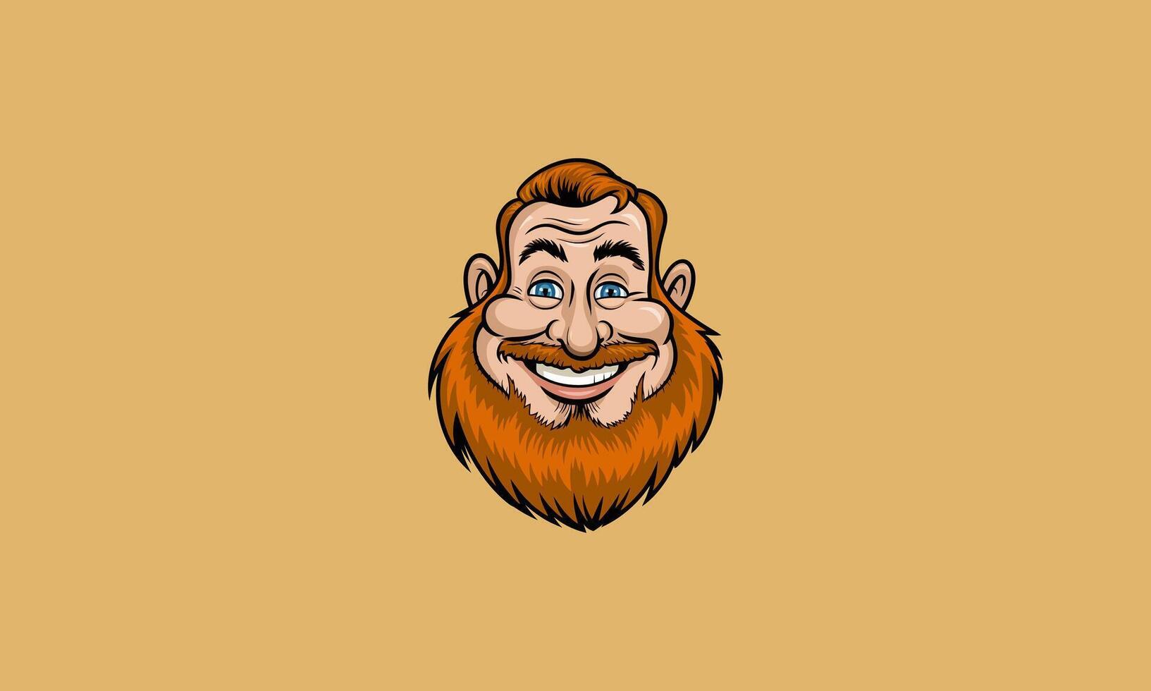 Cheerful man with a big red beard and a wide smile. vector
