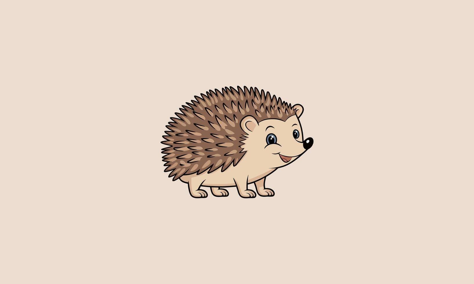Happy hedgehog with a cheerful expression. vector