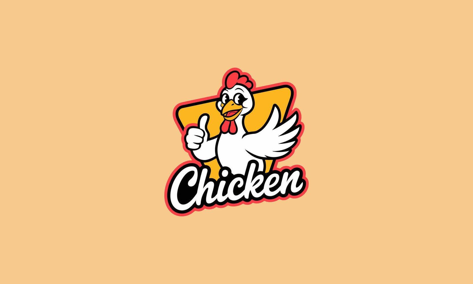 Cheerful chicken mascot giving a thumbs up. vector