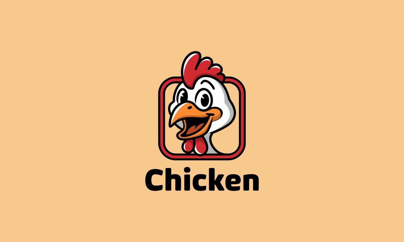 Friendly chicken logo with space for a slogan. vector
