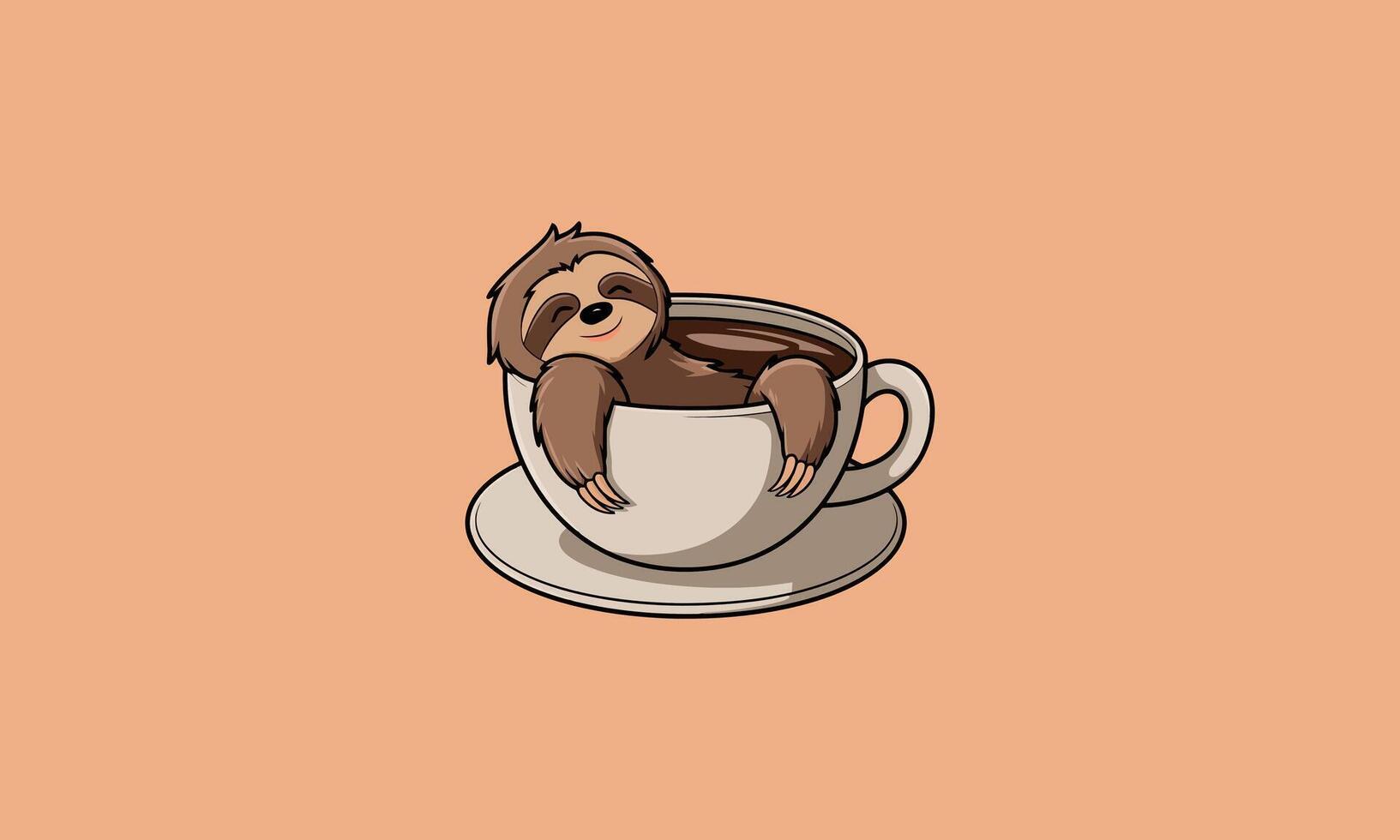 Relaxed sloth soaking in a coffee cup. vector