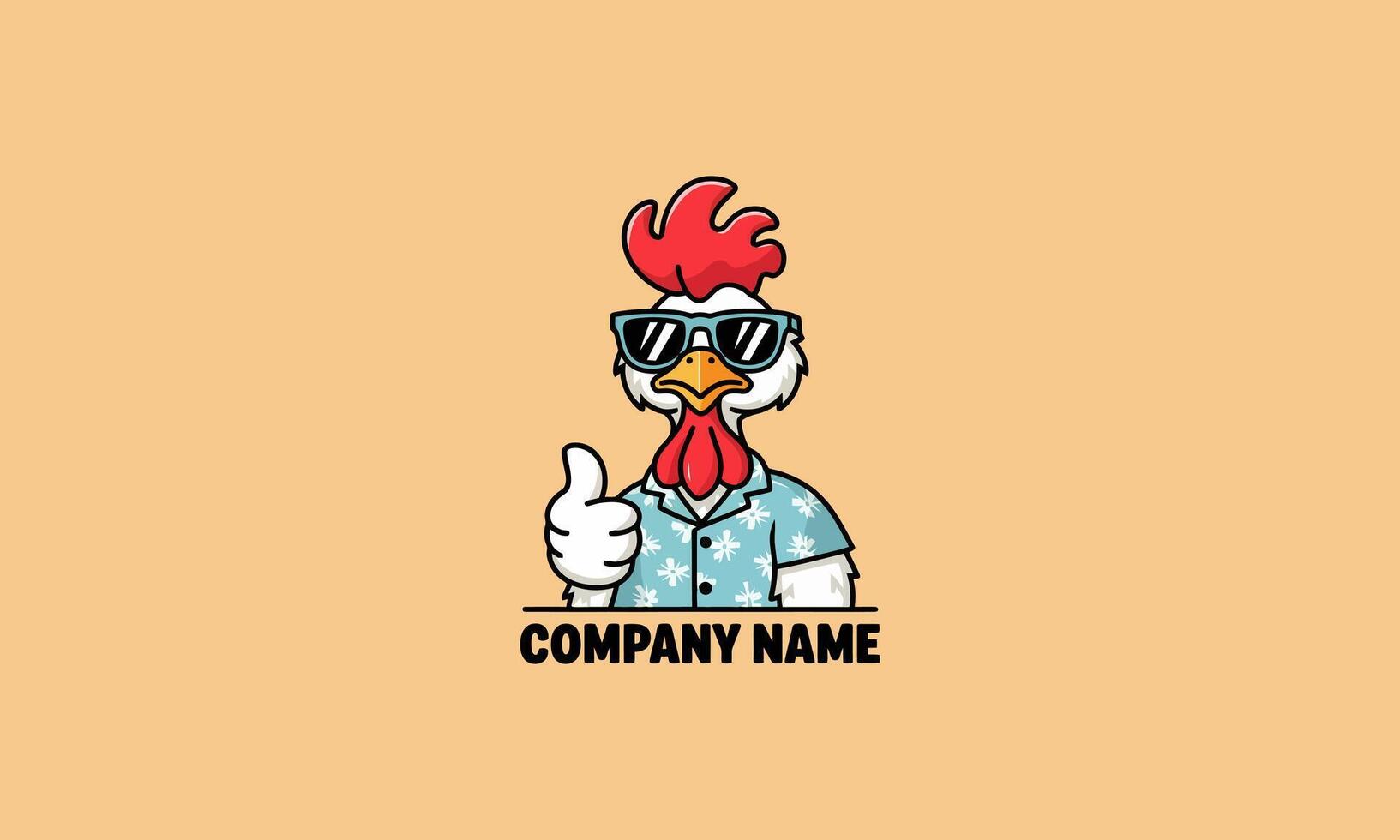 Cool chicken mascot wearing sunglasses and a shirt. vector