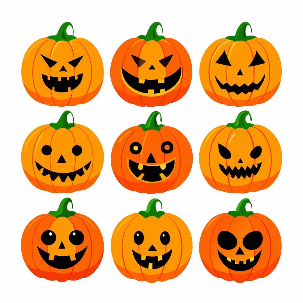 old and Scary Halloween Pumpkin Face Design vector