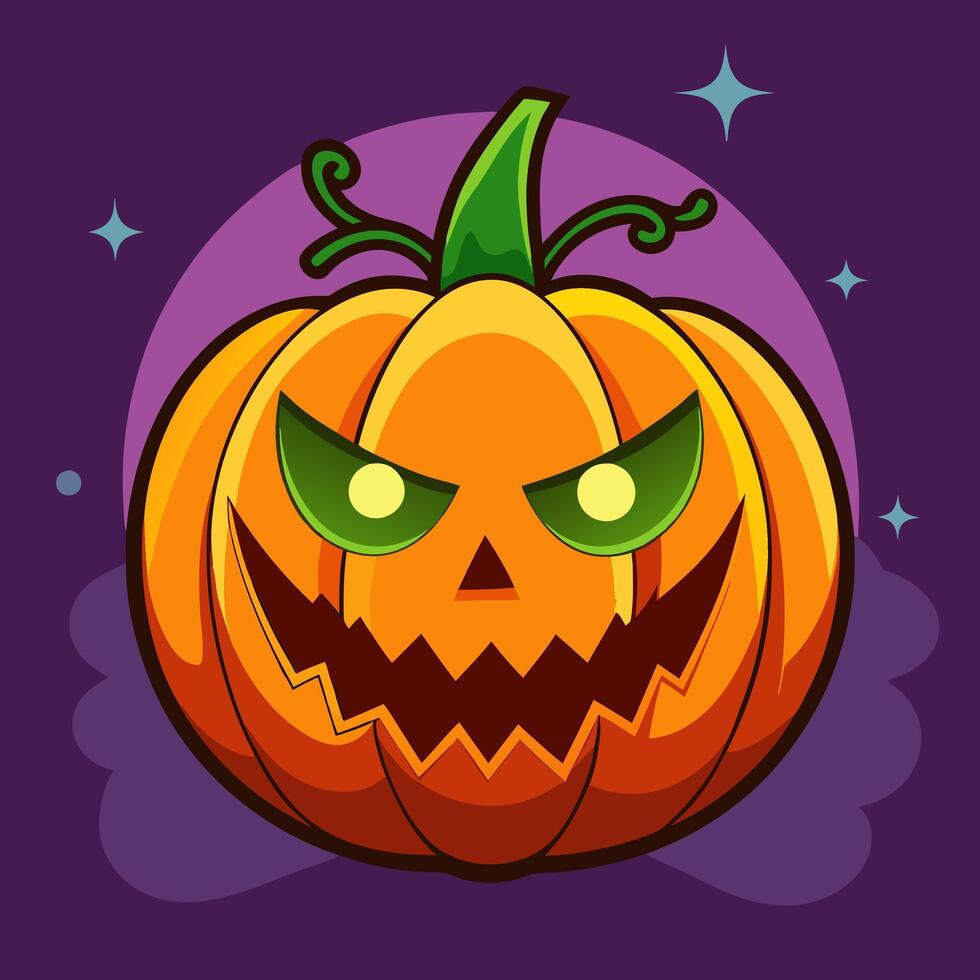 Jack-O-Lantern Halloween Pumpkin Face Illustration vector