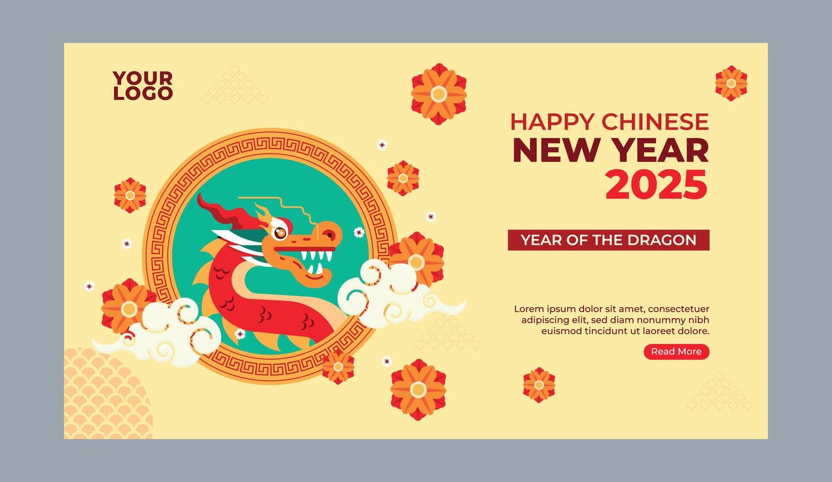 2025 Chinese new year, year of the snake banner templates design with