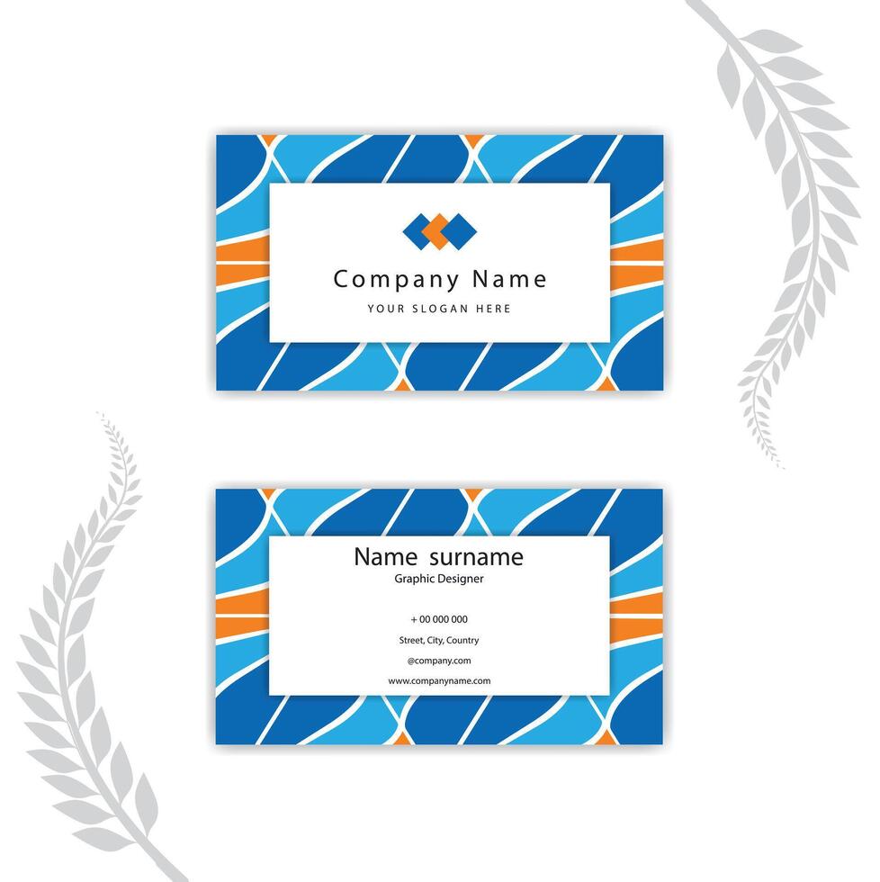Print Abstract classic blue business card template. vector