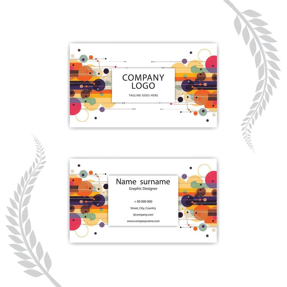 Print circle Colorful business card. vector
