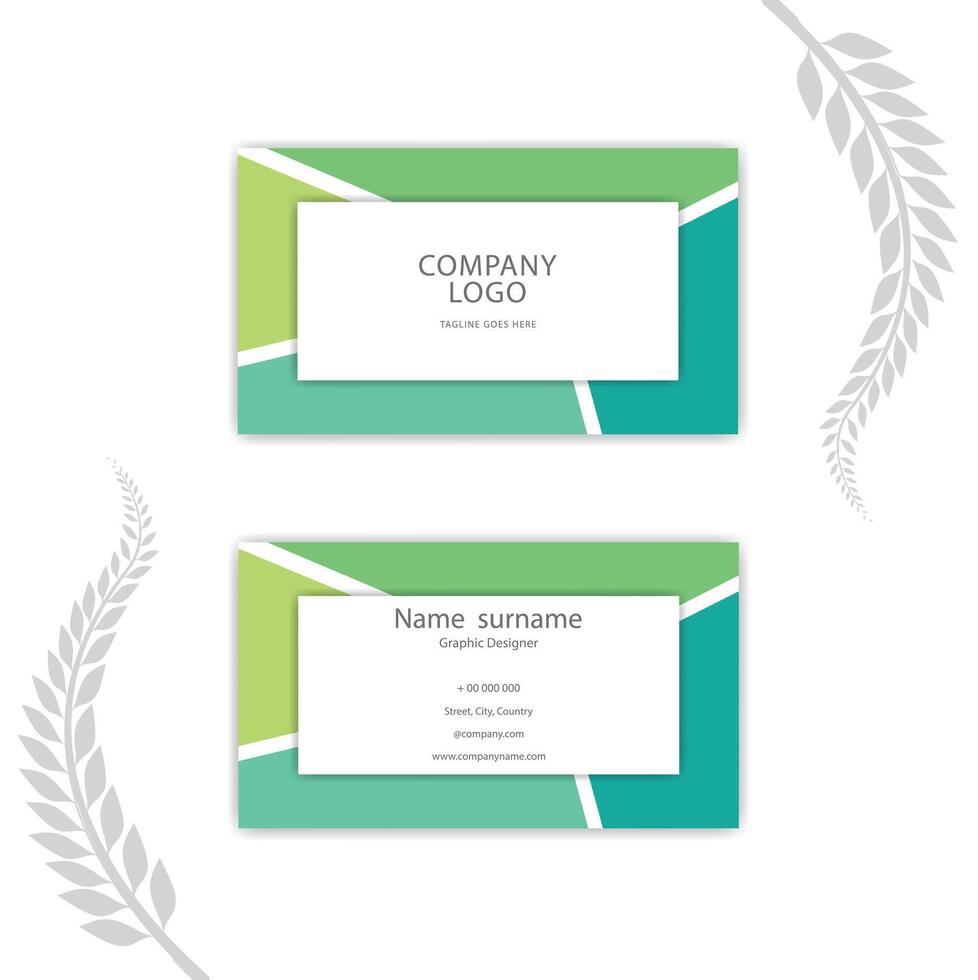 Print green abstract business card template. vector