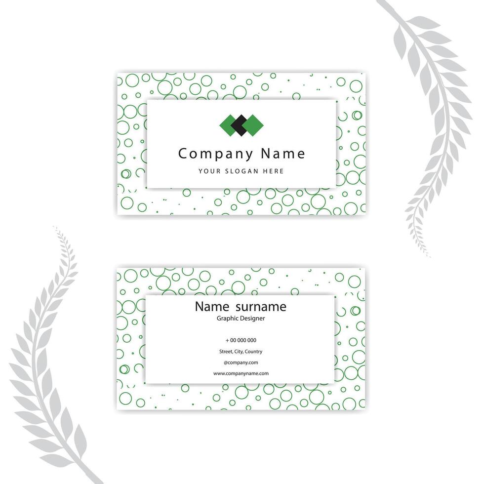 Print a green circle business card template. vector