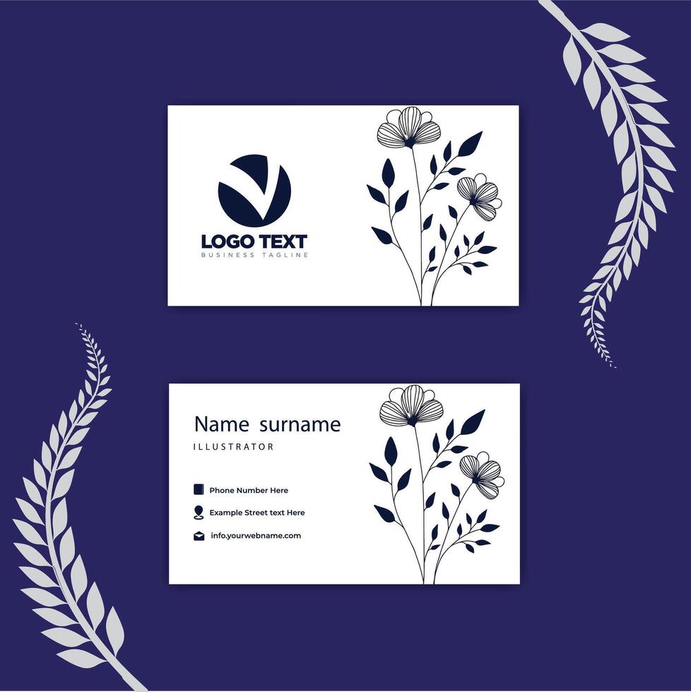 Print Abstract business cards template with flowers. vector
