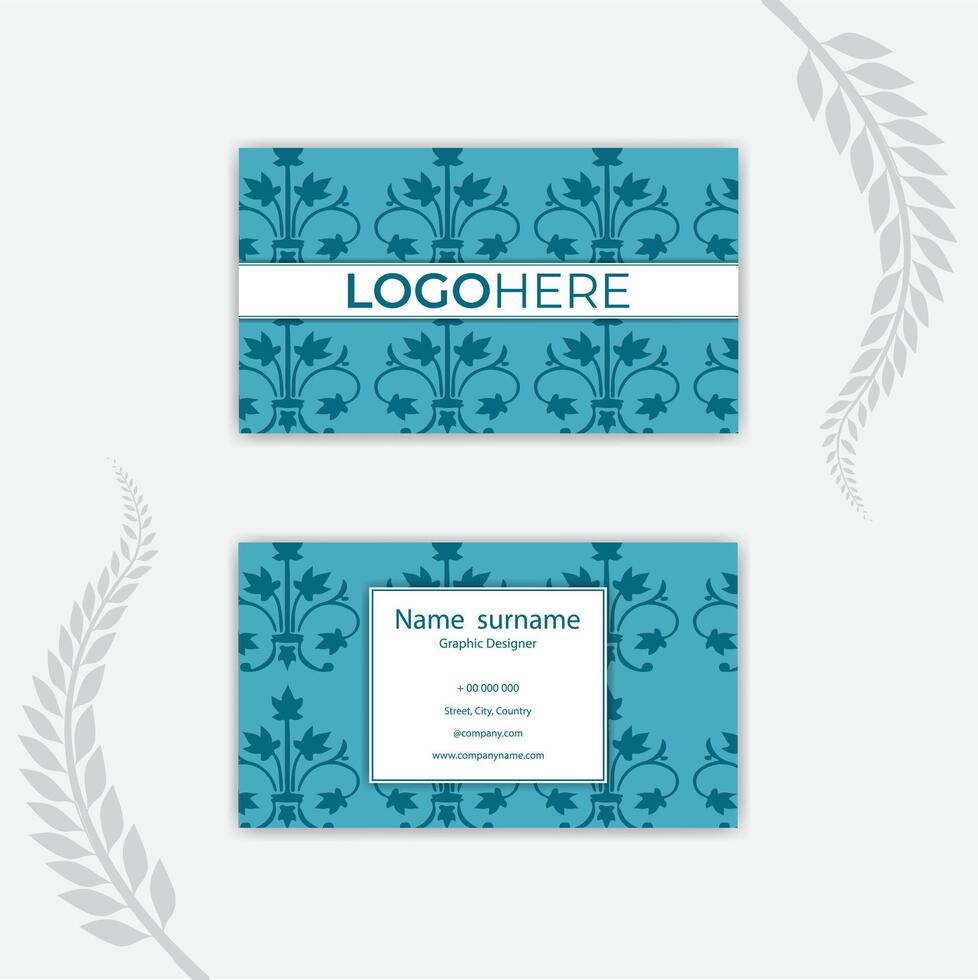 Print floral business card template. vector