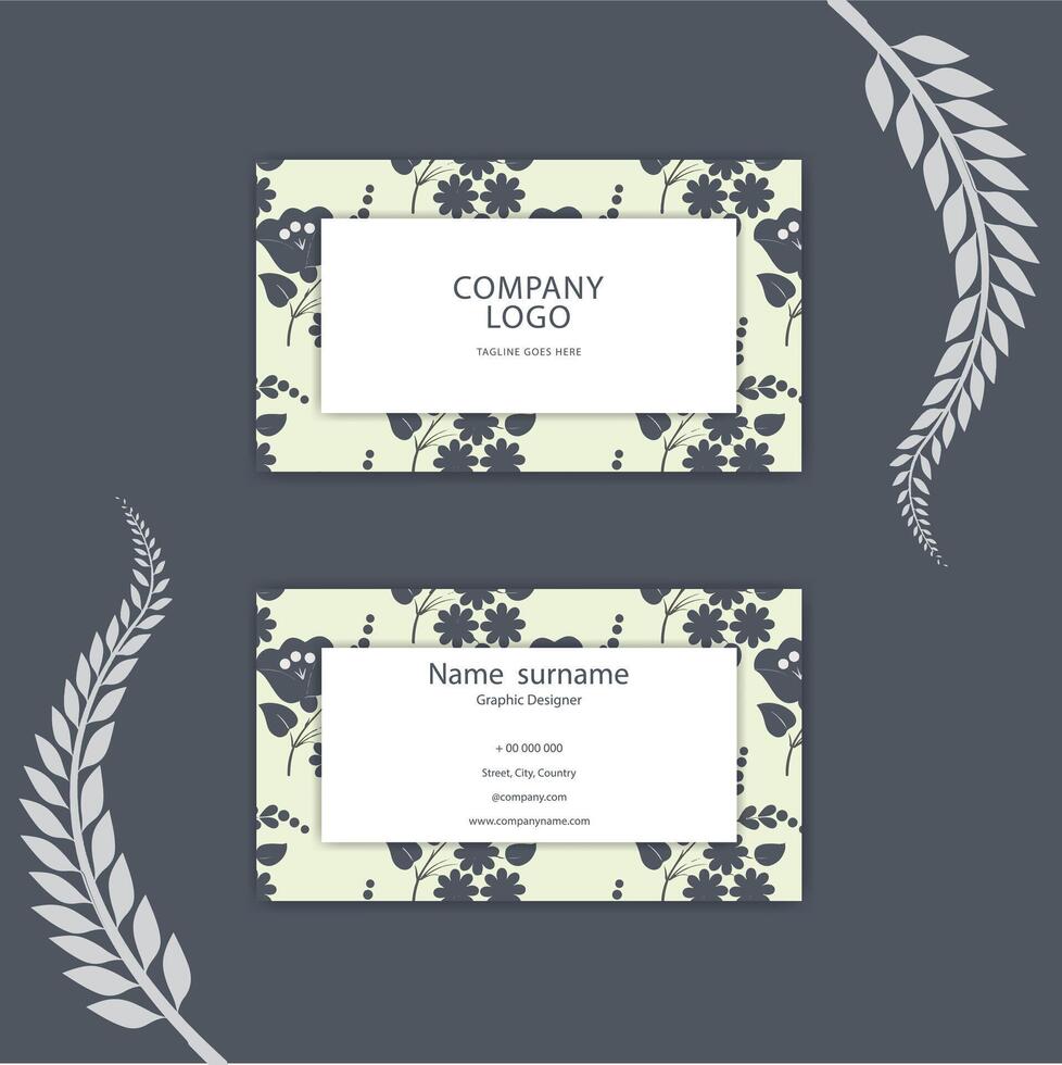 Print Business card template with floral background. vector