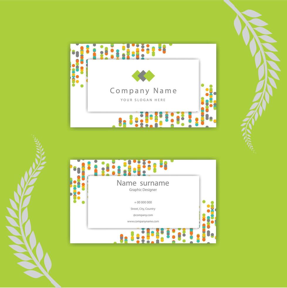 Print a Professional green business card design template. vector