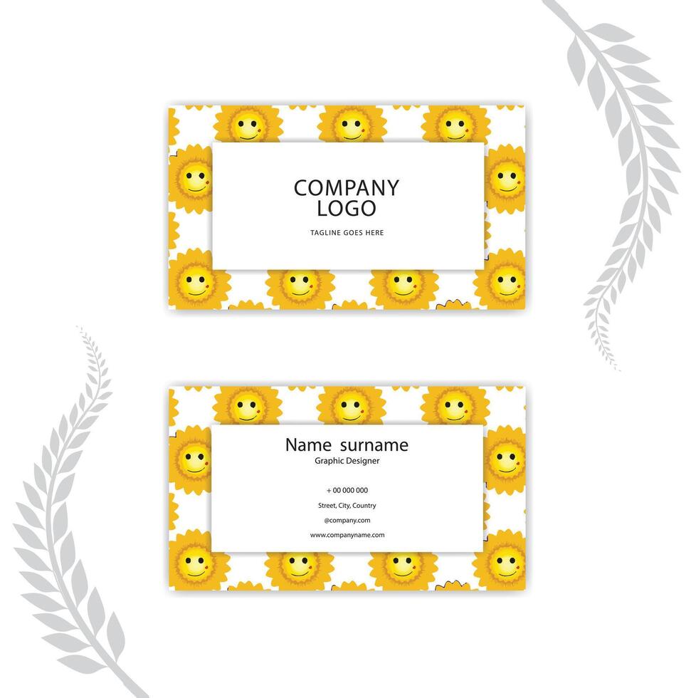 Print sunflower business card template. vector