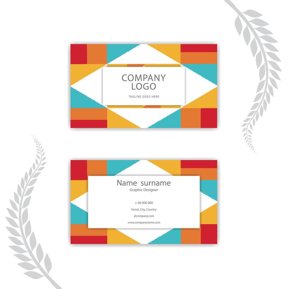 Print modern business card template with geometric shapes. vector