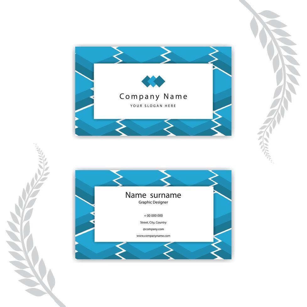 Print blue abstract business card template. vector