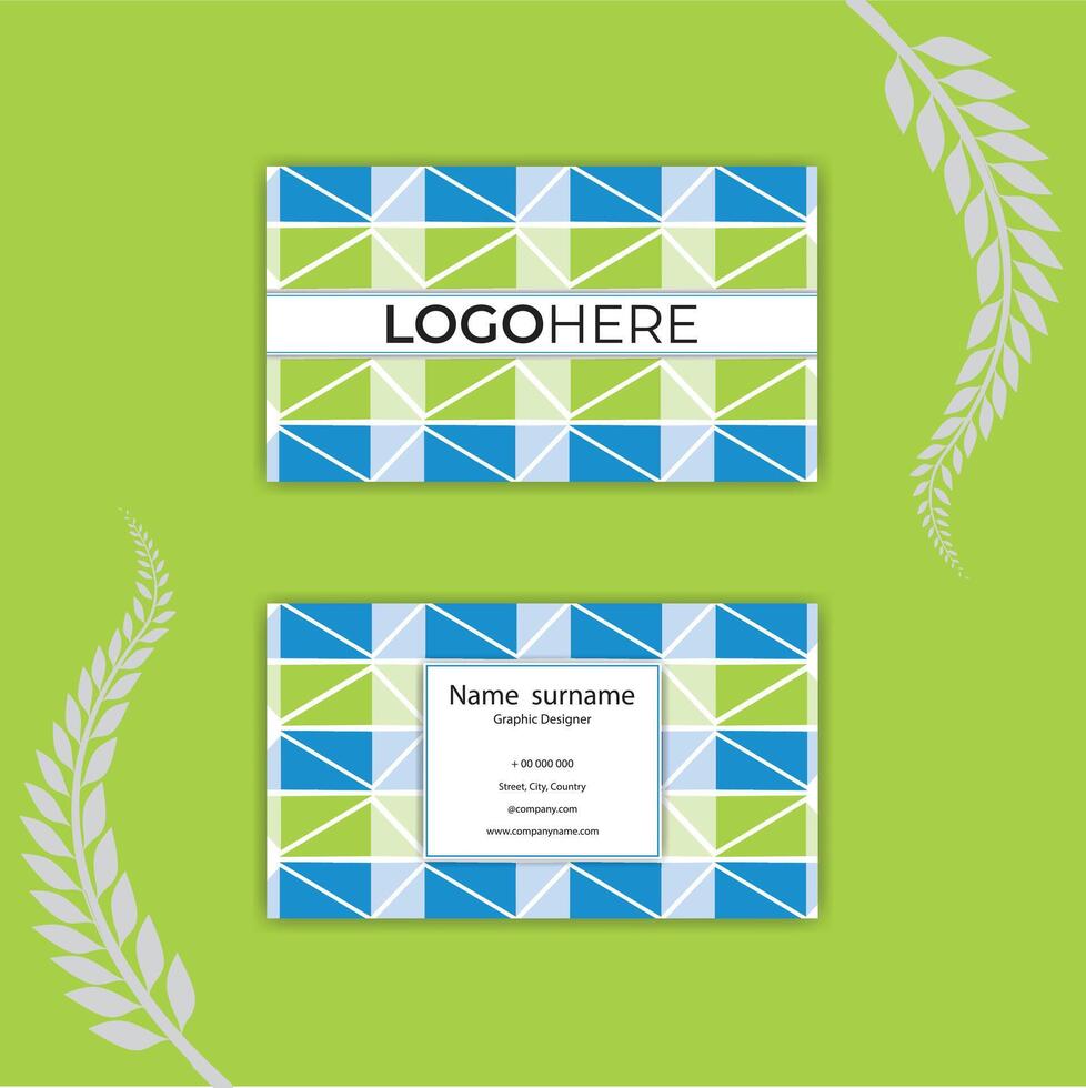Print green and blue abstract shape business cards. vector