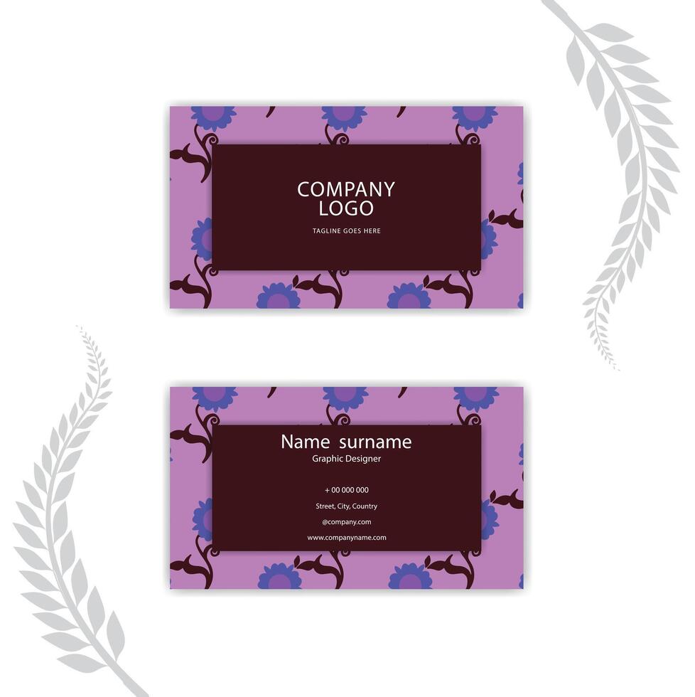 Print Elegant business card template with flowers in watercolor. vector
