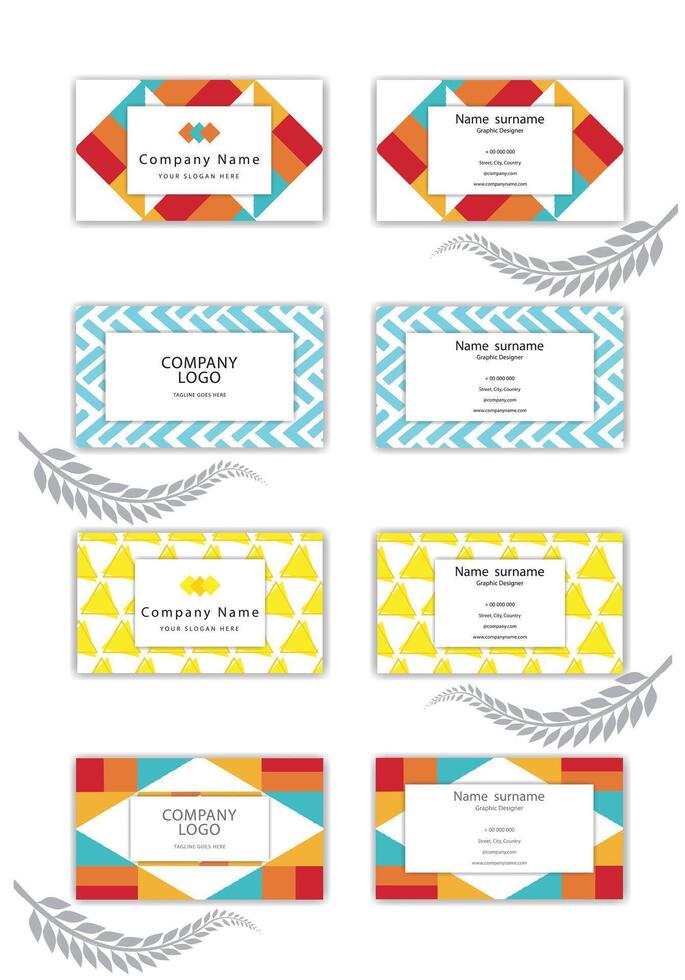 Print Visiting card with colorful triangles. vector