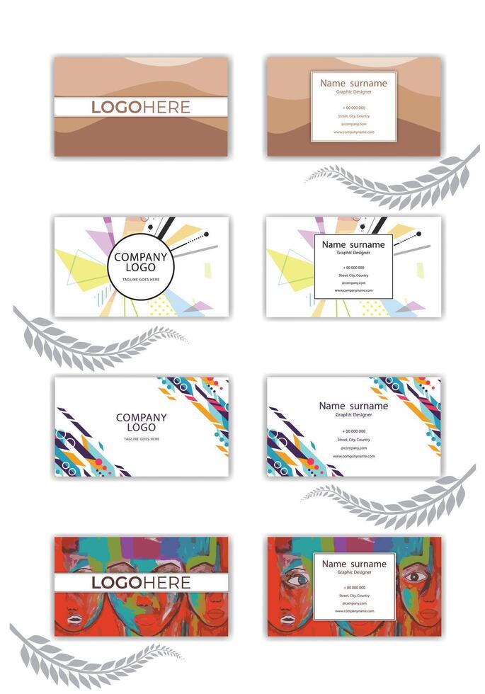 Print a unique business card template set. vector