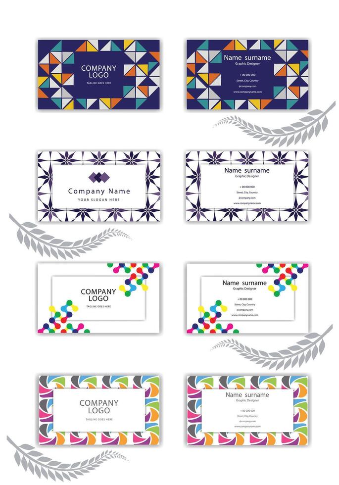 Print Abstract colorful modern business card set. vector