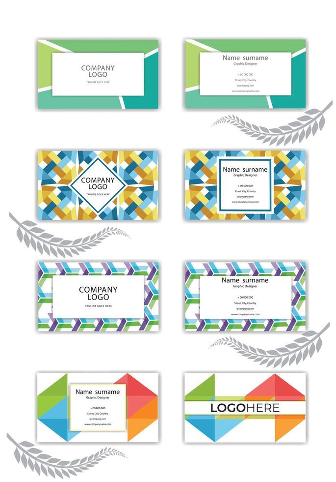 Print a Geometric abstract business card template set. vector