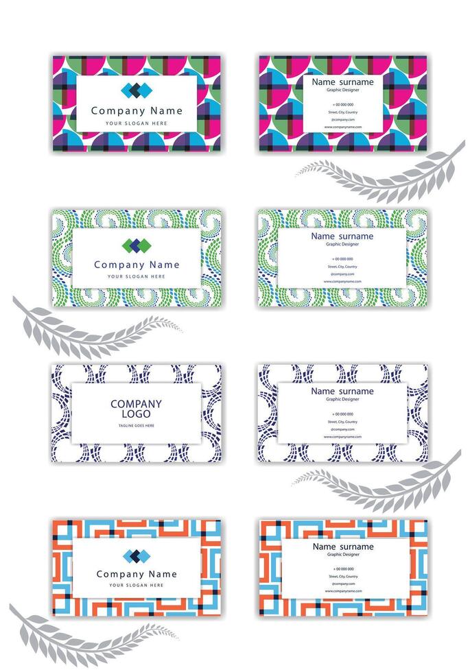 Minimalist colorful business card template set. vector