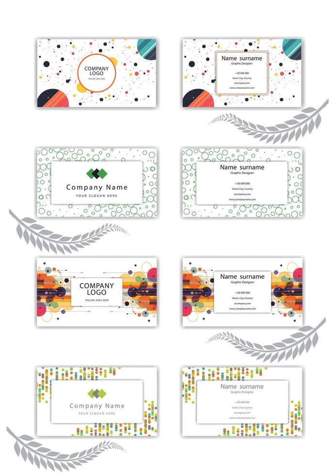 Print circles shape business card template set. vector