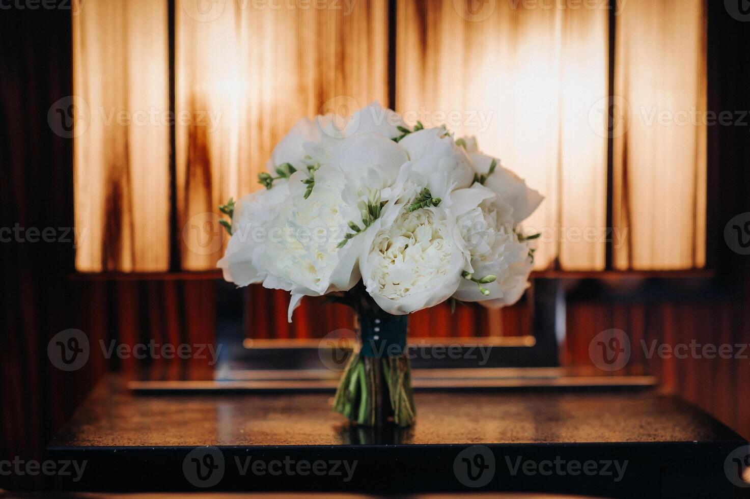 wedding bouquet with peonies at the wedding.Beautiful bouquet of flowers. photo