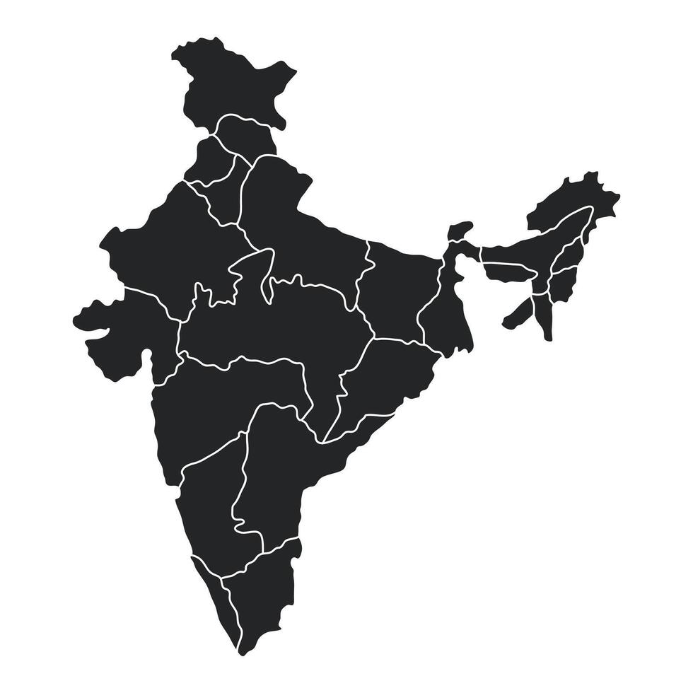 Glyph map of India.Map of india regional division. vector