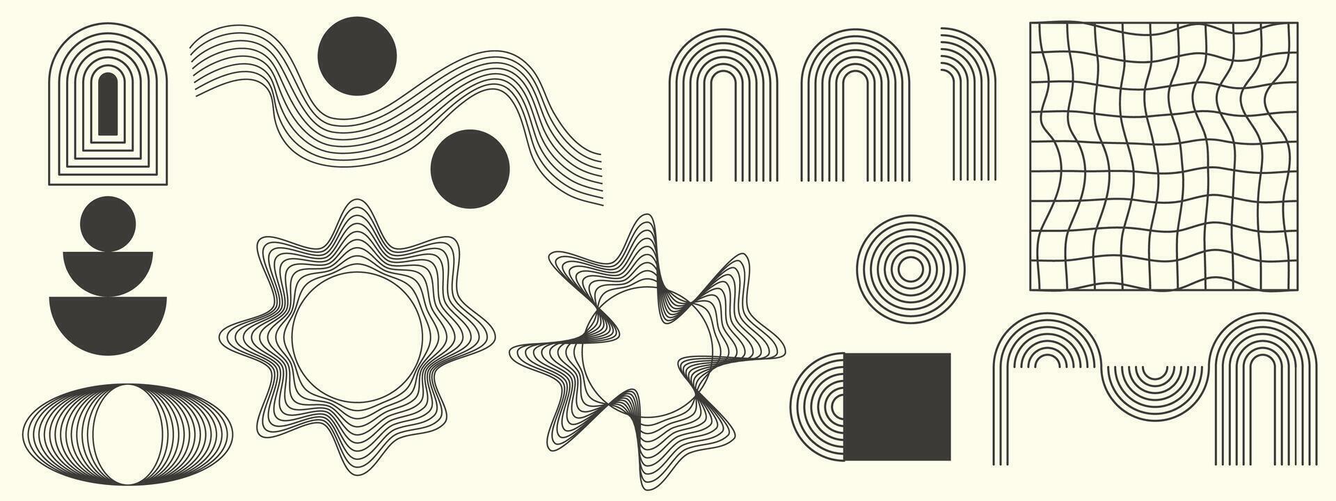 Abstract minimal element mid century set. illustration vector