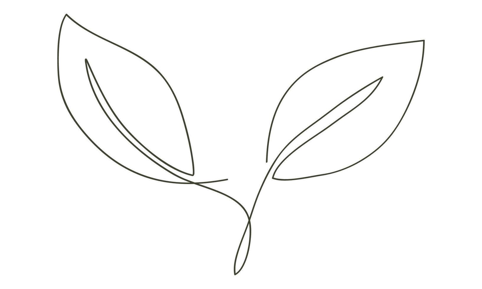 Leaves hand drawn line art one continuous. illustration vector