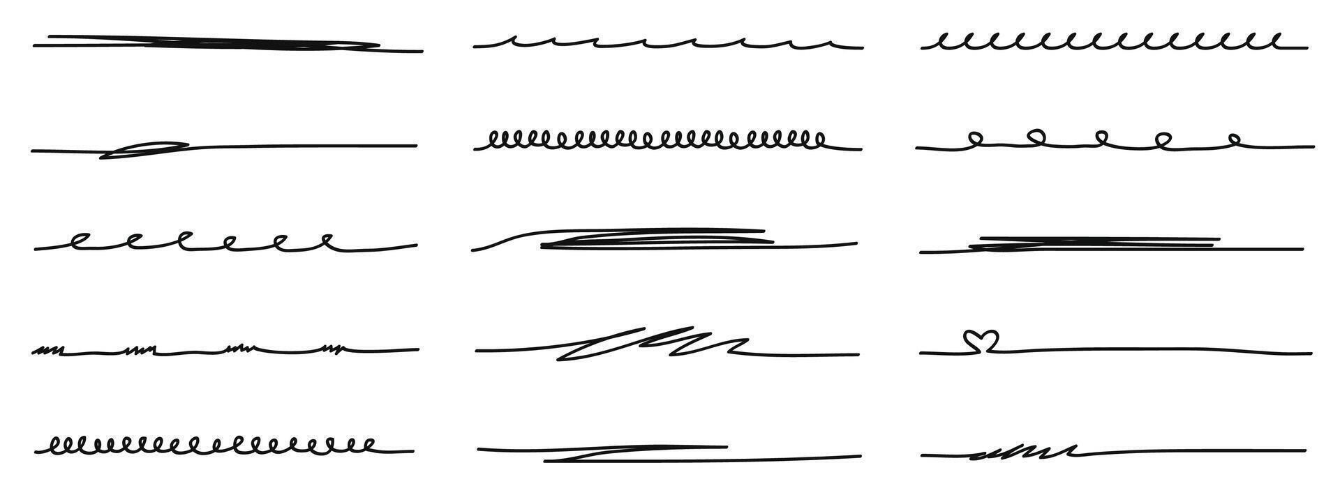 Marker scribble elements collection. Hand drawn strokes, underlines. illustration vector
