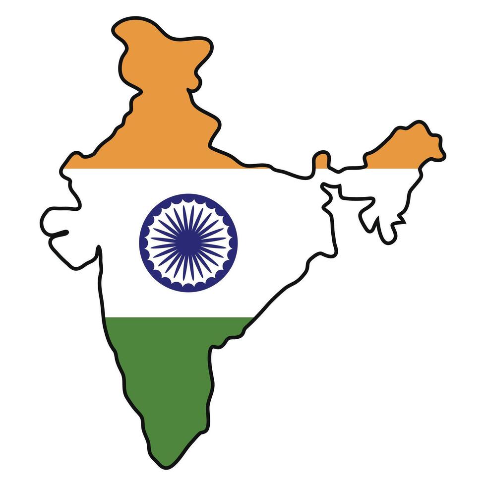 India Map with india flags Illustration - illustration vector