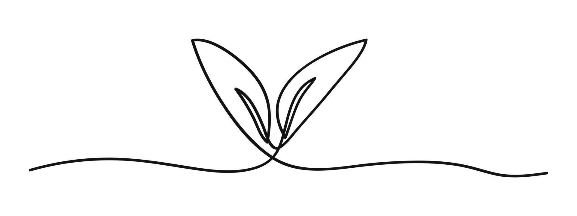 Growing Sprout One Line Art . Hand drawn Illustration vector