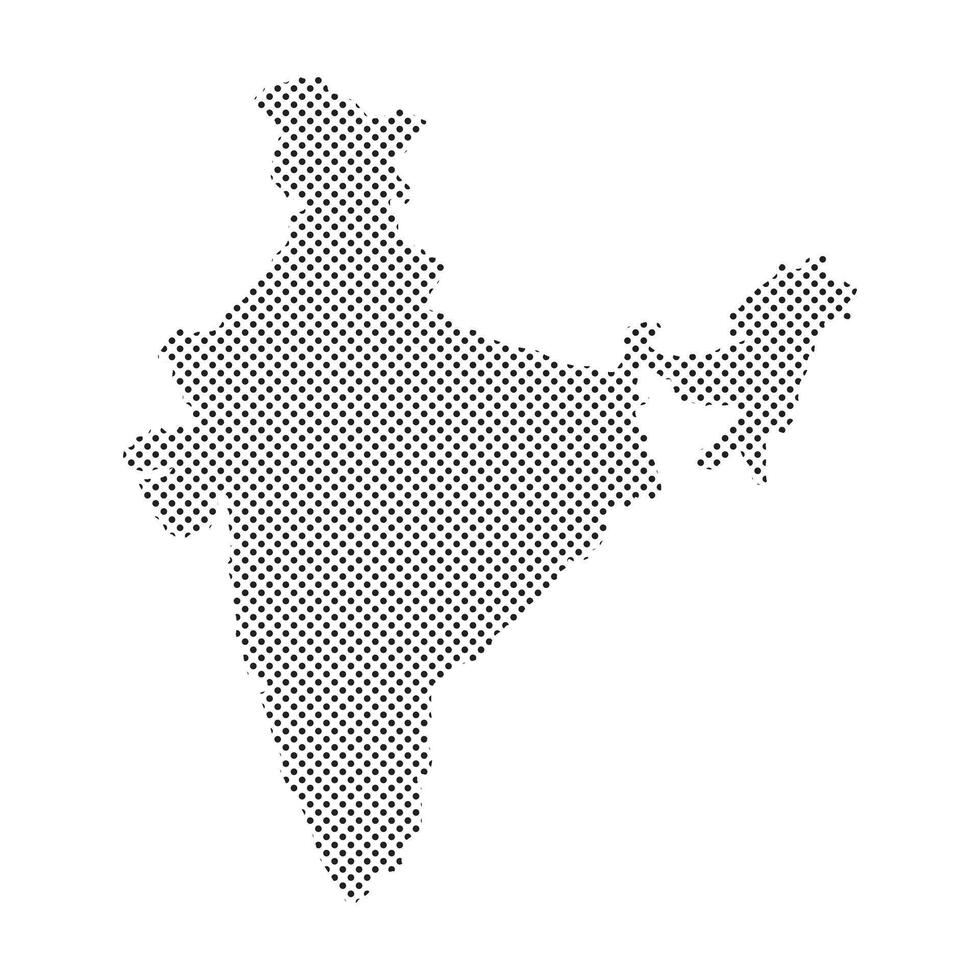 Black Halftone Dotted India Map Illustration - vector