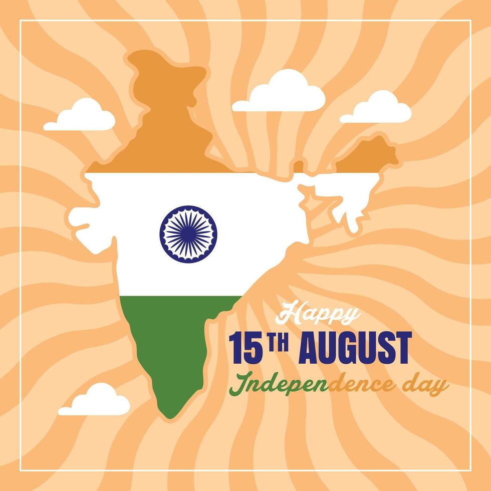Happy independence day India social media post and india map template .15 August Indian Independence Day vector