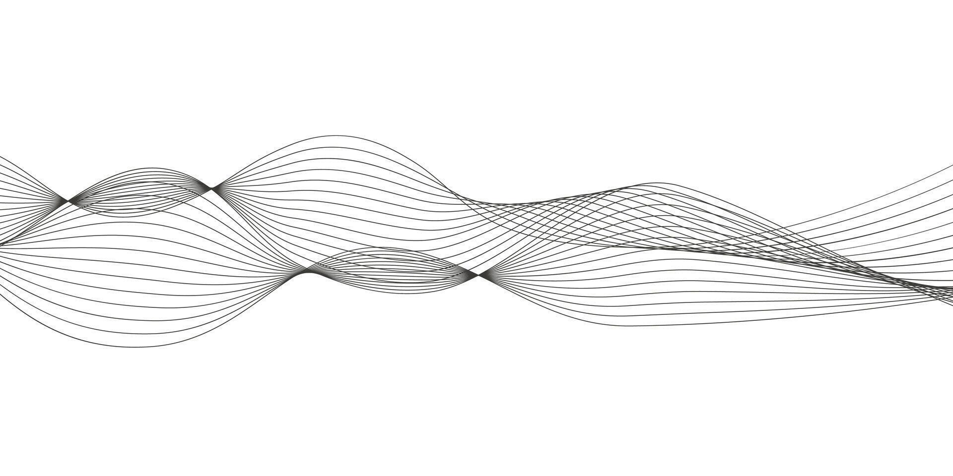 illustration of wavy lines. Wave with lines created using blend tool. Curved wavy line, smooth stripe. vector
