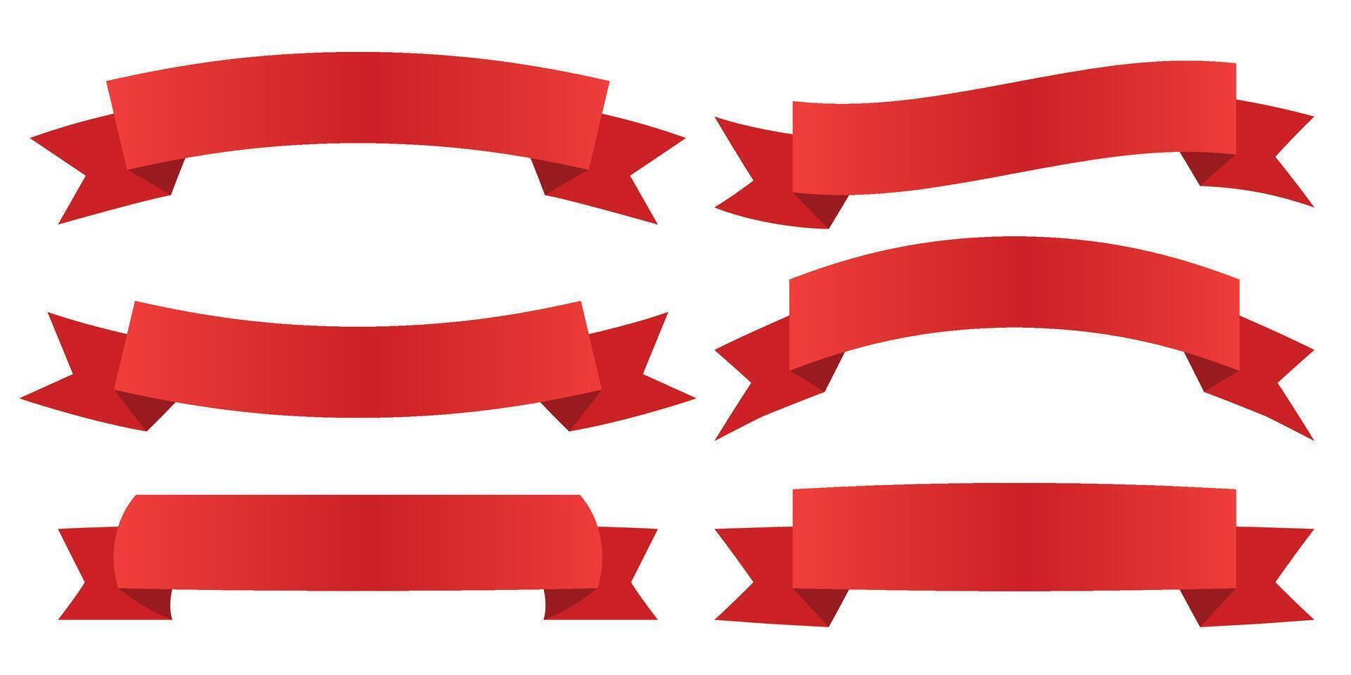 Red Ribbons banner collection. Ribbon set. illustration vector