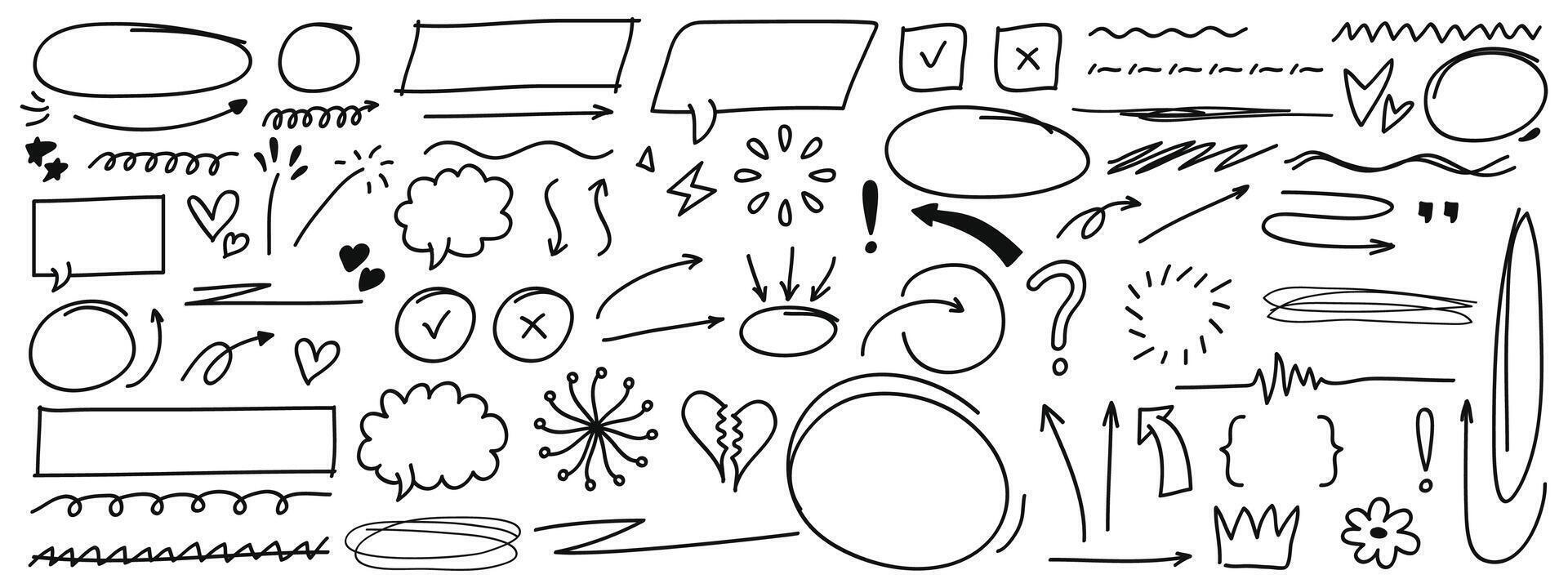 Set of pen line doodle element collections. illustration vector