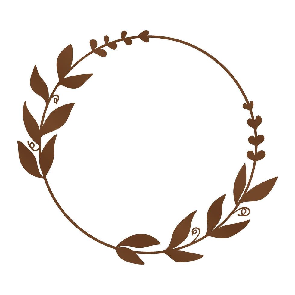 Hand drawing circle autumn leaves frame. Silhouette leaves. illustration vector