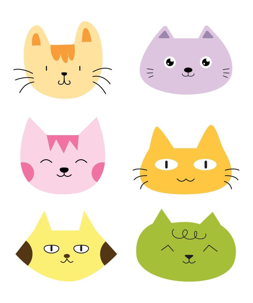 Cat face character cartoon for sticker, doodle, kid and element vector