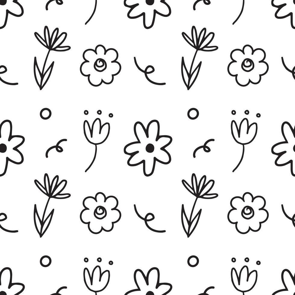 Flower doodle hand drawn seamless pattern background for wrapping and backdrop vector
