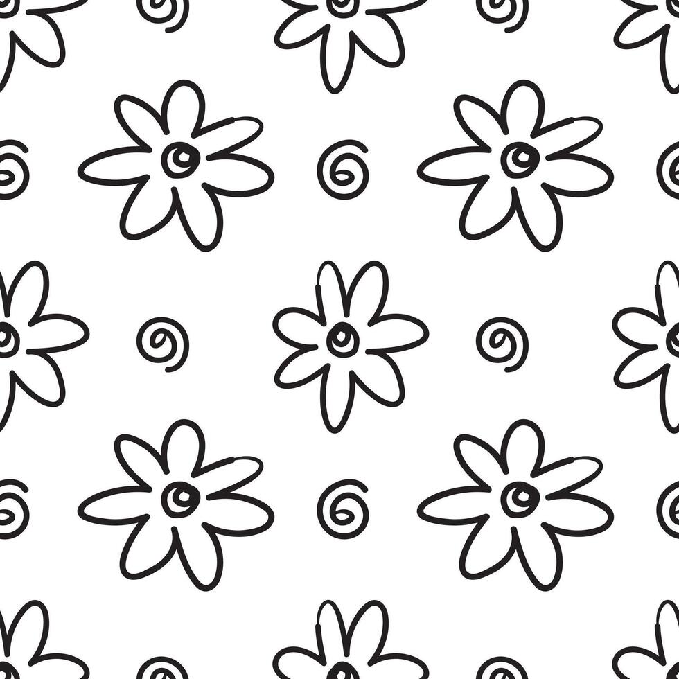 Flower doodle hand drawn seamless pattern background for wrapping and backdrop vector