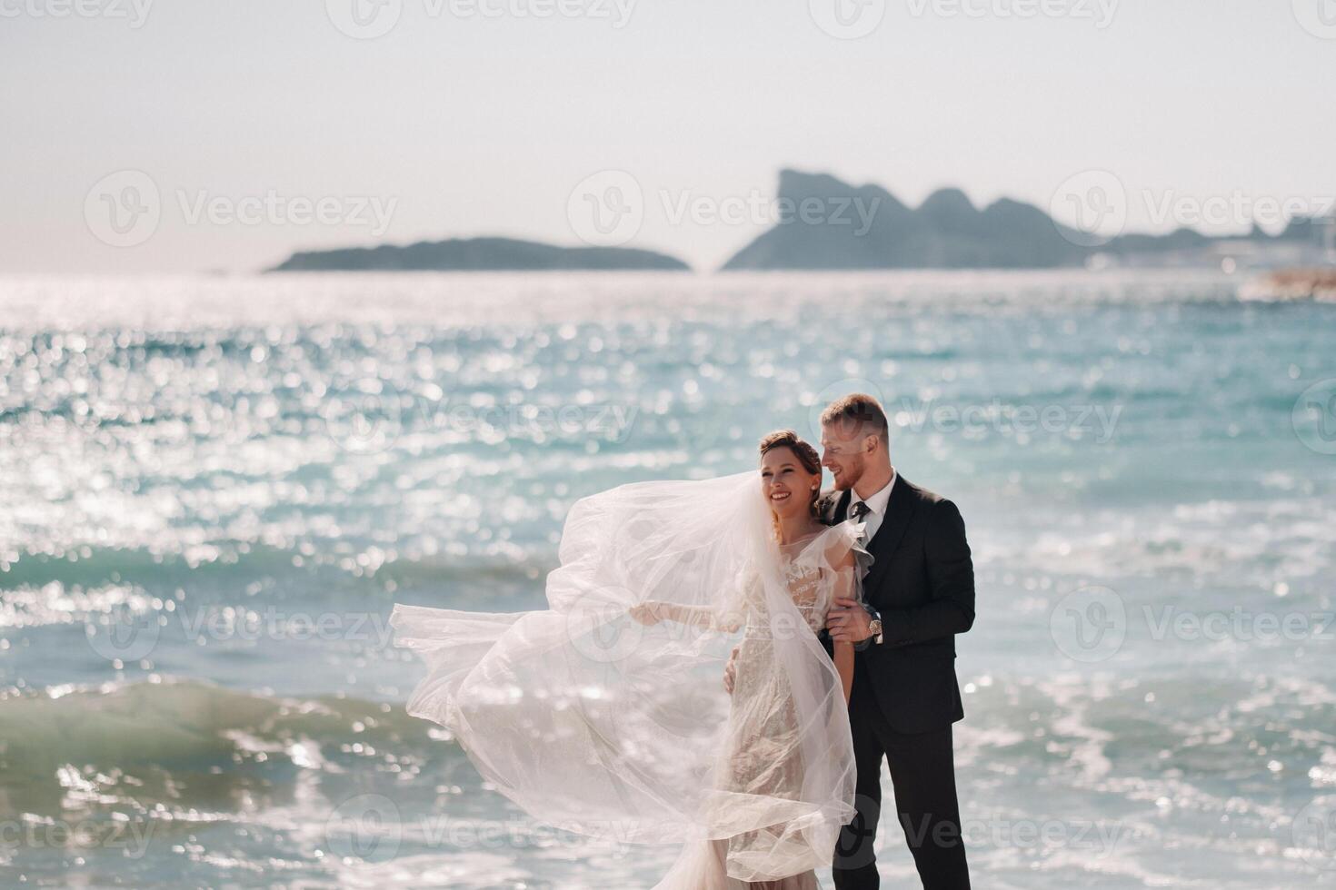 wedding couple on the French Riviera.Wedding in Provence.Bride and groom in France photo