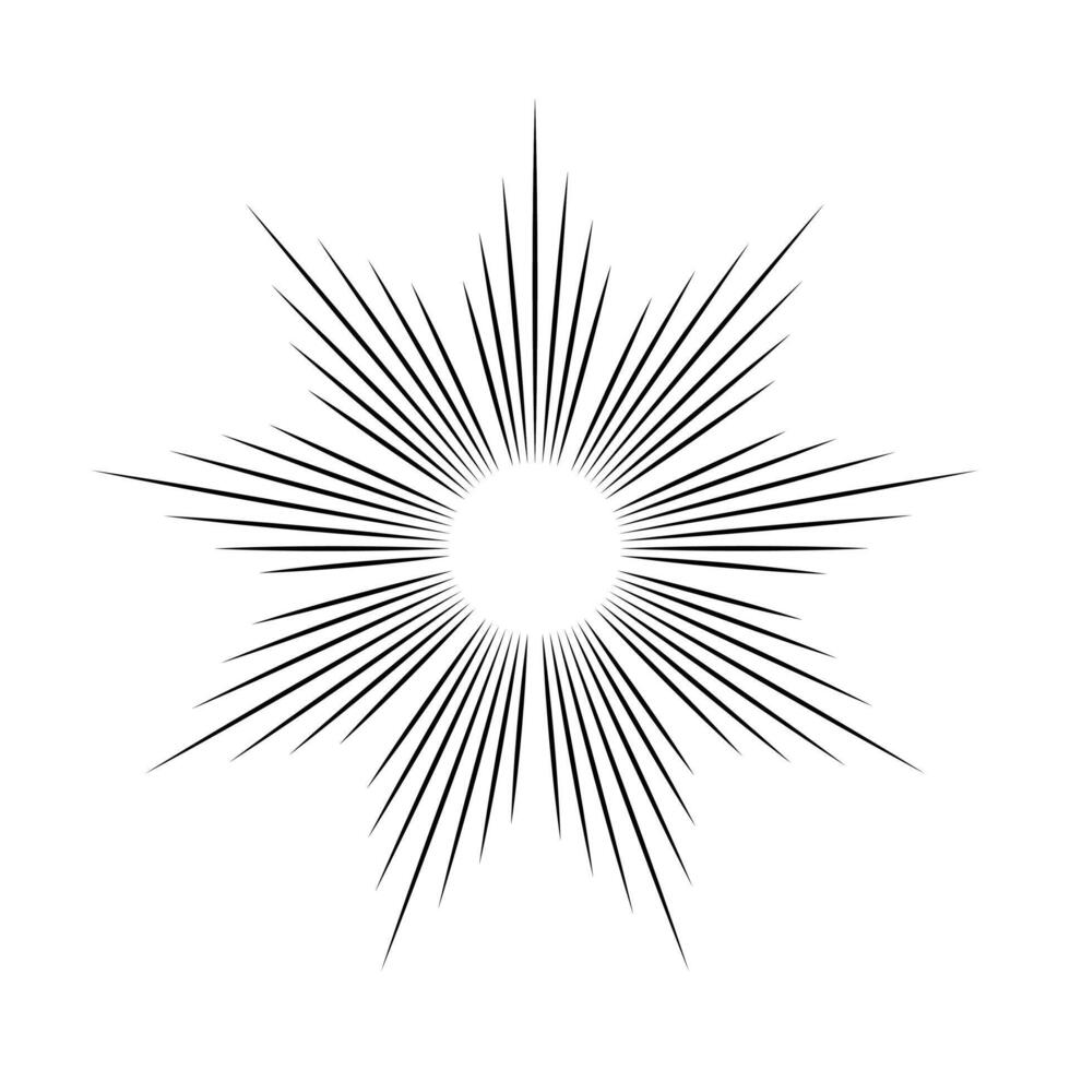 Radial sunburst. Sunburst icon in liner style. Starburst circles. Sunburst elements isolated on white background. Circular stars. illustration. vector