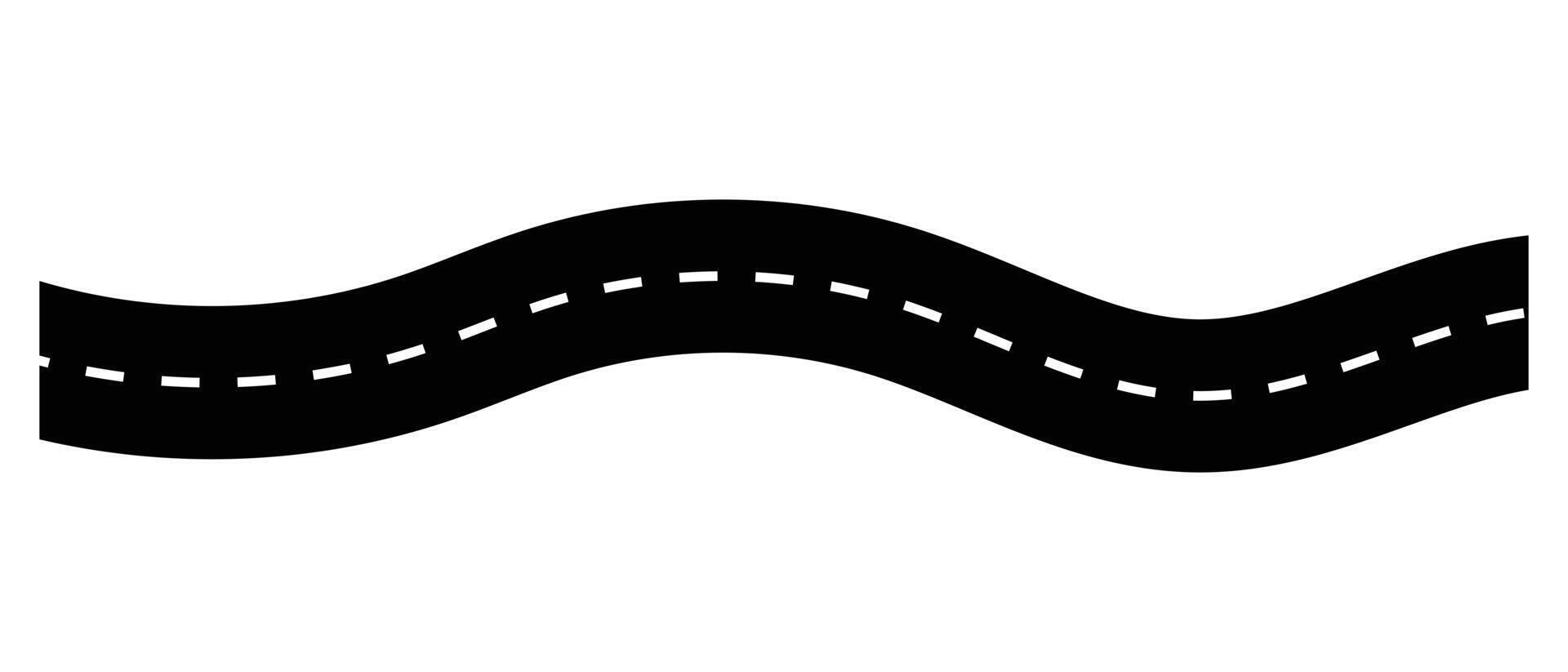 Road icon. Curved road with white markings. illustration. Top view Road elements. Set of Design Element for city map on white background. vector